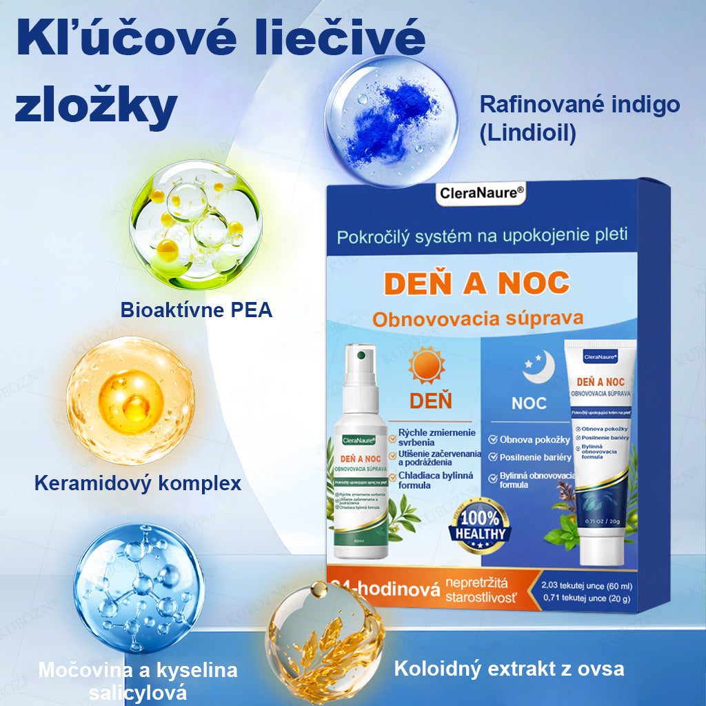 🥇CleraNaure® Ekzémový deň a noc regeneračný systém – 100% bezsteroidné duo na intenzívne svrbenie, začervenanie a porušenú pokožku (akcia)