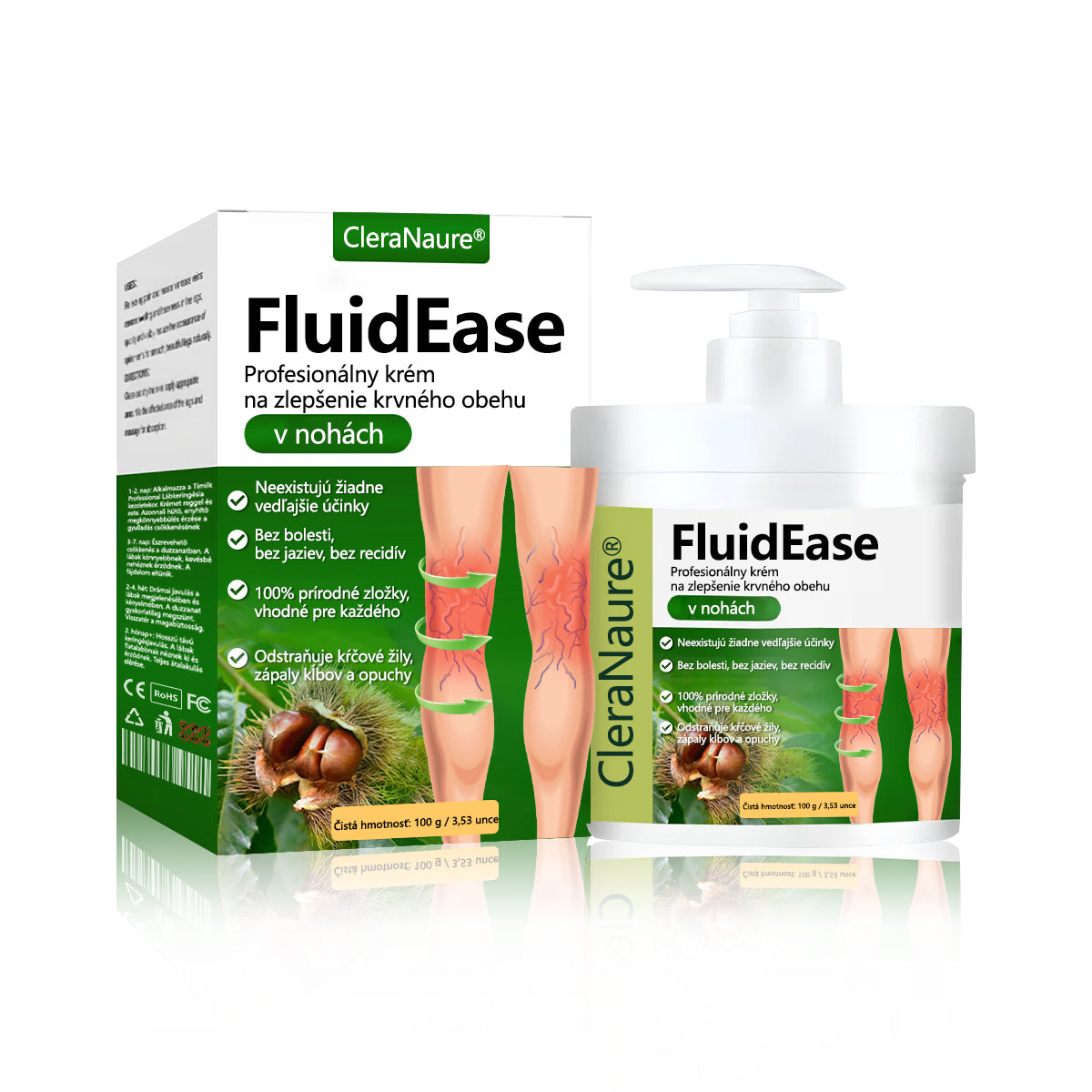 ✨Povedzte zbohom opuchnutým, boľavým nohám – CleraNaure® FluidEase Profesionálny krém na zlepšenie krvného obehu v nohách prináša skutočnú úľavu! ✨🦵