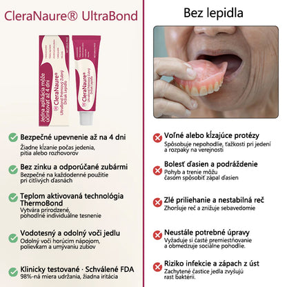 🦷CleraNaure® UltraBond Prémium Fixačný Krém na Zubné Náhrady