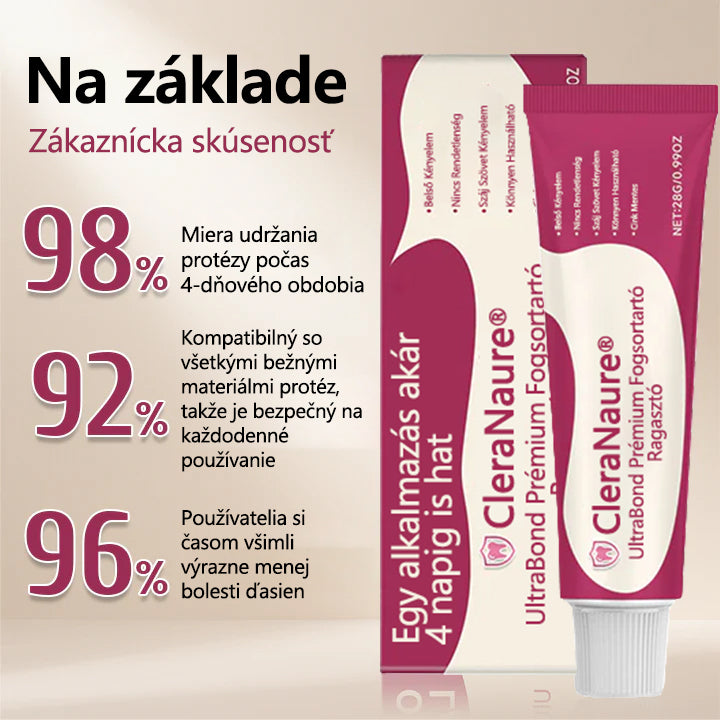 🦷CleraNaure® UltraBond Prémium Fixačný Krém na Zubné Náhrady