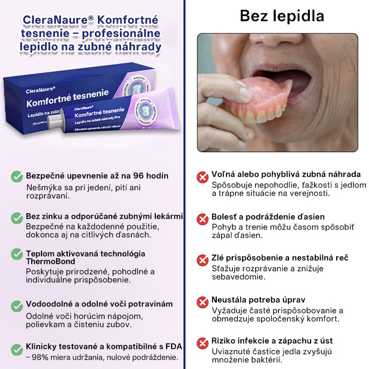💎CleraNaure® Comfort Seal Pro – lepidlo na zubné náhrady, ktoré drží💎