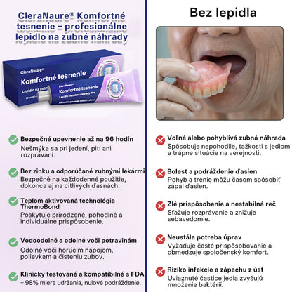 💎CleraNaure® Comfort Seal Pro – lepidlo na zubné náhrady, ktoré drží💎