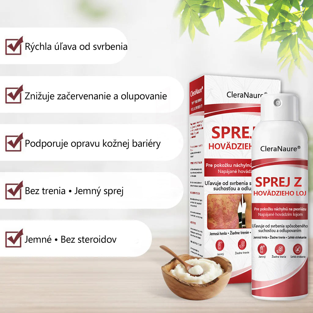 🥇CleraNature® Beef Tallow Spray na svrbiacu, olupujúcu pokožku pri psoriáze🥇