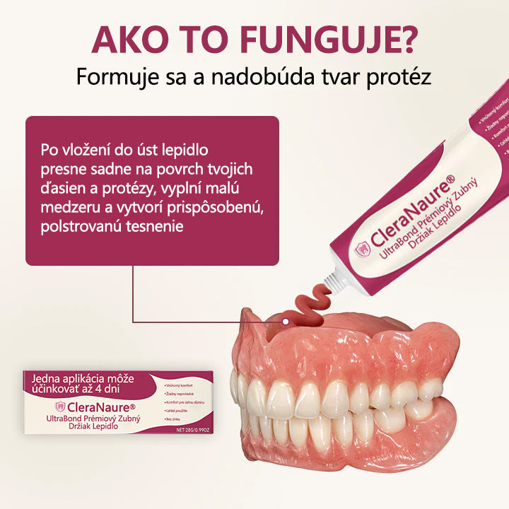 🦷CleraNaure® UltraBond Prémium Fixačný Krém na Zubné Náhrady