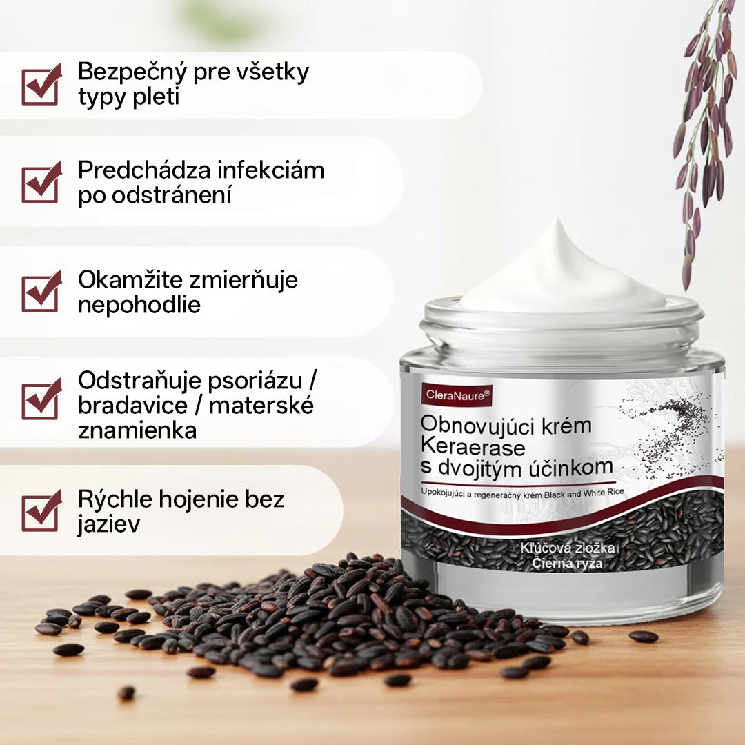 CleraNaure® OryzaClear – Obnovujúci krém s čiernou ryžou proti kožným výrastkom a hrbolčekom · Jemné rastlinné zjemnenie